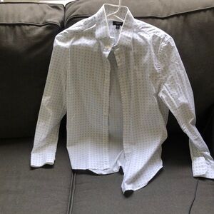 Express XS Slim Fit White Blue Microprint Dress Shirt